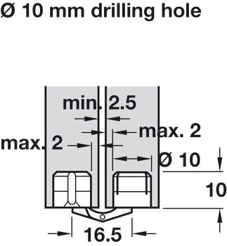 Zysa Hinge 180° Drilling Hole Ø 10-24 mm Unhanded design Drilling hole Ø 10 mm - view 3