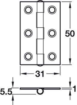 Butt Hinges Steel Height x width: 50 x 31 mm - view 2