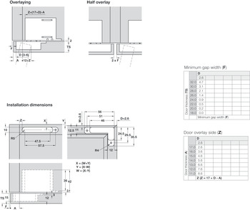 Concealed Hinge 105° Full Overlay Mounting Tiomos H AL For aluminium framed doors Nickel plated - view 3
