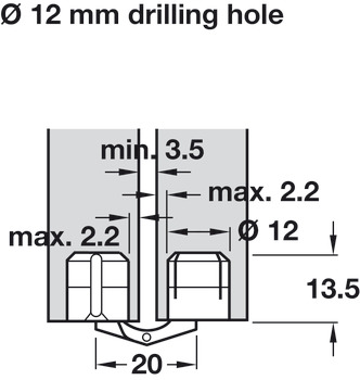 Zysa Hinge 180° Drilling Hole Ø 10-24 mm Unhanded design Drilling hole Ø 12 mm - view 3