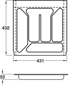 Plastic Cutlery Insert Width 431 mm Cream-white RAL 9001 New number for 556.62-0201 - view 2