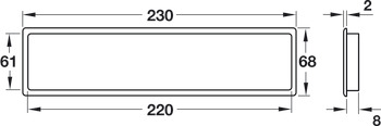Ventilation Grille Rectangle 230x68mm Plastic Chrome - view 3