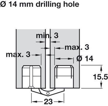 Zysa Hinge 180° Drilling Hole Ø 10-24 mm Unhanded design Drilling hole Ø 14 mm - view 3