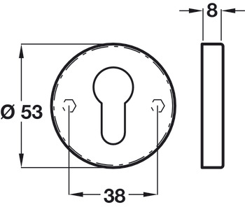 Escutcheon Euro Profile Ø 53 mm Stainless Steel Satin - view 2