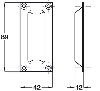 Pull Handle Flush 89 x 42 mm Brass Satin chrome - view 2