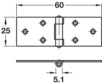 Butt Hinges Steel Backflap hinge height x width: 25 x 60 mm - view 2
