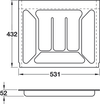 Plastic Cutlery Insert Width 531 mm Cream-white RAL 9001 New number for 556.62-0269 - view 2