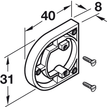 Cover Cap for Cup for Tiomos 95° Glass Door Hinge D shaped polished chrome - view 2