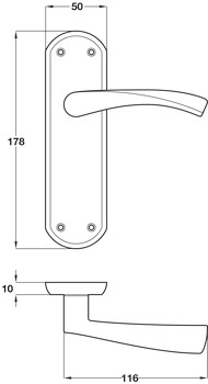 Lever Handles on Backplates for Lever Lock Zinc Alloy Olton Designed for interior doors Satin nickel - view 2