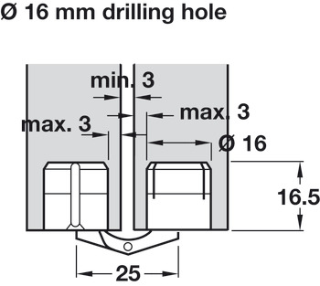 Zysa Hinge 180° Drilling Hole Ø 10-24 mm Unhanded design Drilling hole Ø 16 mm - view 3