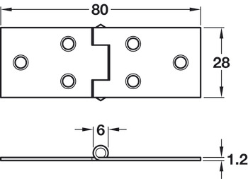 Butt Hinges Steel Table hinge height x width: 28 x 80 mm - view 2