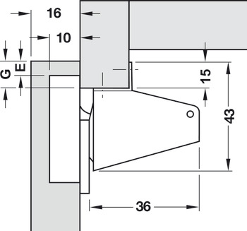 Swing Up 90D Hinge SF Cup Galvanised Steel - view 3