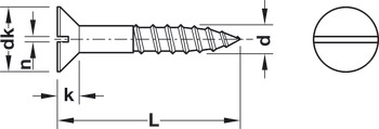 Wood Screw, Countersunk Head, DIN 97, Slot, Bright Brass, Partially Threaded, 2.5 x 16 mm - view 2