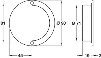 Flush Pull Handle D90mm 316 SSS - view 2