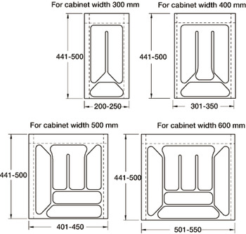 Plastic Cutlery Insert for Cabinet Depth 600 mm for Cabinet Width 300-600 mm For cabinet width 600 mm - view 2