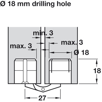 Zysa Hinge 180° Drilling Hole Ø 10-24 mm Unhanded design Drilling hole Ø 18 mm - view 3