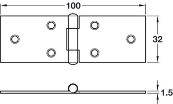 Butt Hinges Steel Table hinge height x width: 32 x 100 mm - view 2