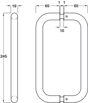 Pull Handles Ø 19 mm 304 Stainless Steel Back to back fixing Fixing centres 227 mm satin - view 2