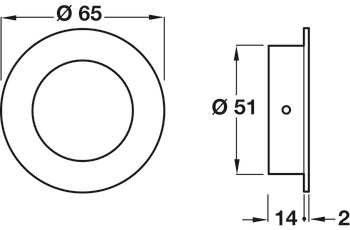 Pull Handle Flush Ø 65 mm Stainless Steel Secret fixing Satin - view 2