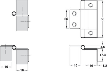 Flush Hinge Cranked 15-16 mm Door Thickness Steel For medium duty applications Florentine bronzed - view 2