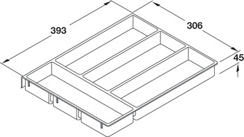 Plastic Cutlery Insert for Cabinet Width 450-600 mm White