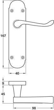 Lever Handles on Backplates for Bathroom Lock 167 mm Zinc Alloy Designed for interior doors Polished chrome - view 2