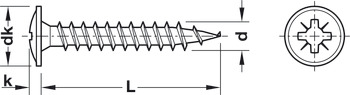 Hospa Flat Head Screw, PZ, Fully Threaded, Galvanized, 4.0 x 40 mm - view 2