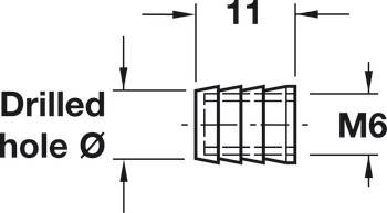 Glue-In Sleeve M4 - M8 Internal Thread Plastic with Grooves for Glue M6 internal thread for Ø 10 mm hole length 11 mm outer Ø 11 mm - view 5