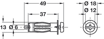 Metal Cavity Fixing Fischer HM6 Length 37 mm for board thickness of 6-15 mm drill Ø 12 mm min. drill hole depth 45 mm - view 2