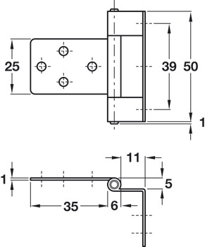 Flush Hinge Cranked Medium Duty Steel For medium duty applications Electro brassed - view 2