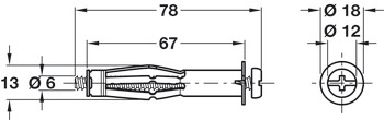 Fischer HM6 Metal Cavity Fixing D12x65mm - view 2