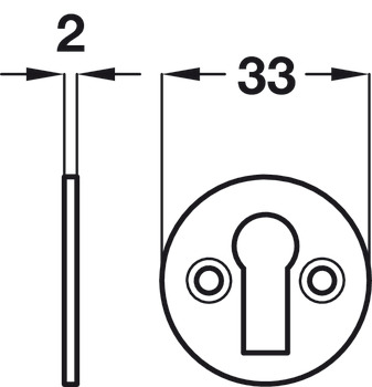 Escutcheons Plain Standard Keyway Face Fixing Brass Polished - view 2