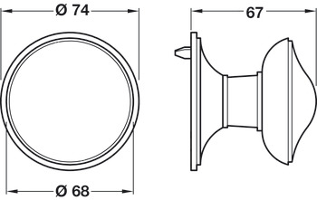 Centre Door Knob D74/68x67mm Zinc Alloy SN - view 2
