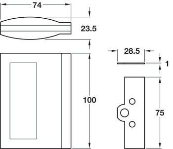 Door Handle Pocket Sliding Aluminium Polished chrome plated - view 2