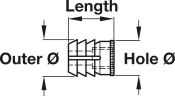 Glue-In Sleeve M4 - M8 Internal Thread Plastic with Grooves for Glue M4 internal thread for Ø 10 mm hole length 10 mm - view 3