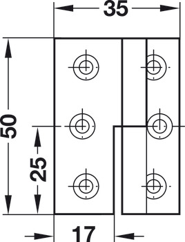Cranked Hinge 50x35mm LH Brass MNP - view 3