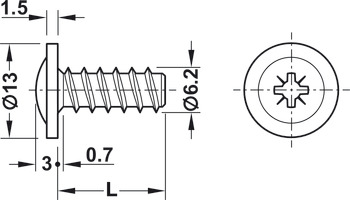 Panel Mounting Screw, Flat Head, PZ, Fully Threaded, Ø 5 mm Drill Hole, 13.5 mm - view 2