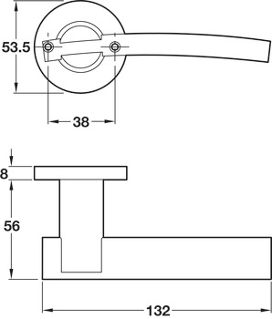 Lever Handle Set 304 Stainless Steel HL08 Häfele Pair of lever handles and roses with escutcheon/WC set With standard keyway escutcheon satin - view 2