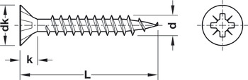 Spax Chipboard Screw, Countersunk Head, PZ, Fully Threaded, Yellox Coated, 3 x 12 mm