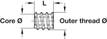 Screw-in Sleeve with Screwdriver Slot Length 15 mm outer Ø 12 mm core Ø 9 mm M6 internal thread for Ø 7/9 mm hole - view 3
