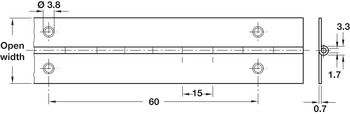 Continuous Hinge Piano Steel Open width 32 mm length 1840-1850 mm - view 2