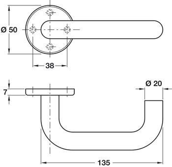 Safety Lever Hdls/Roses D20mm Aluminium SAA - view 2