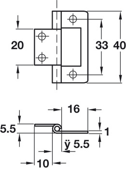 Flush Hinge for Inset Doors Length 40 mm Steel With fixed pin Zinc plated - view 2