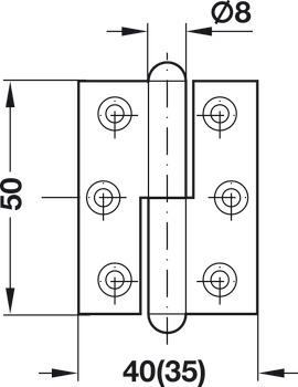 Furniture Hinge Straight Rolled Steel For butting inset or overlay doors Right-hand brass plated - view 3