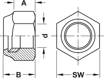 Hexagon Locking Nut Galvanized Steel with Nylon Insert Internal thread Ø M6 - view 2