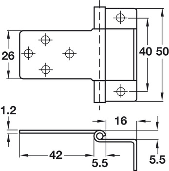 Flush Hinge Cranked Non Mortice Steel Non mortice for medium duty applications Electro brassed - view 2