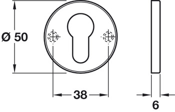 Escutcheons Euro Profile Cylinder Ø 50 mm Aluminium Satin - view 2