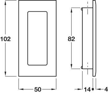 Pull Handle Flush 102 x 50 mm Brass Concealed fixing Polished - view 2