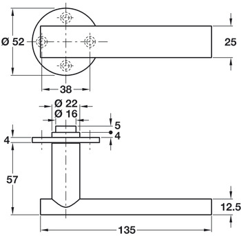 D Section Lever Hdls/Roses 316 PSS - view 2