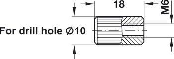 Sleeve M6 Internal Thread Ribbed for Ø 10 mm Hole Length 18 mm - view 3